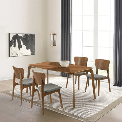 Kalia 5 Piece Wood Dining Set in Walnut Finish with Blue Fabric By Armen Living | Dining Sets | Modishstore - 12