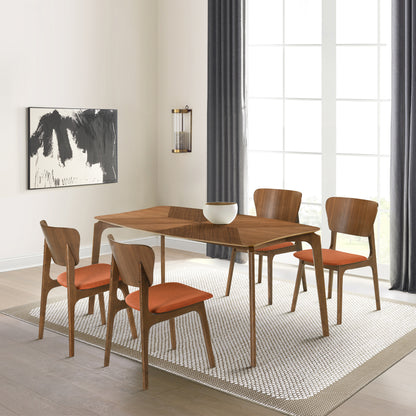 Kalia 5 Piece Wood Dining Set in Walnut Finish with Blue Fabric By Armen Living | Dining Sets | Modishstore - 23