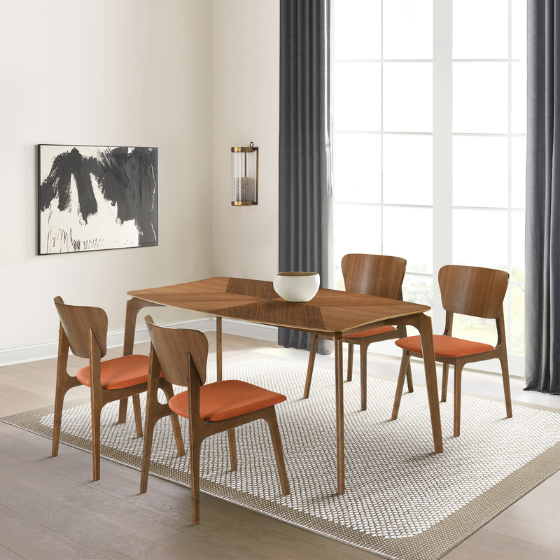 Kalia 5 Piece Wood Dining Set in Walnut Finish with Blue Fabric By Armen Living | Dining Sets | Modishstore - 23