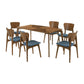 Kalia 7 Piece Wood Dining Set in Walnut Finish with Blue Fabric By Armen Living | Dining Sets | Modishstore - 2