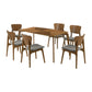 Kalia 7 Piece Wood Dining Set in Walnut Finish with Blue Fabric By Armen Living | Dining Sets | Modishstore - 13