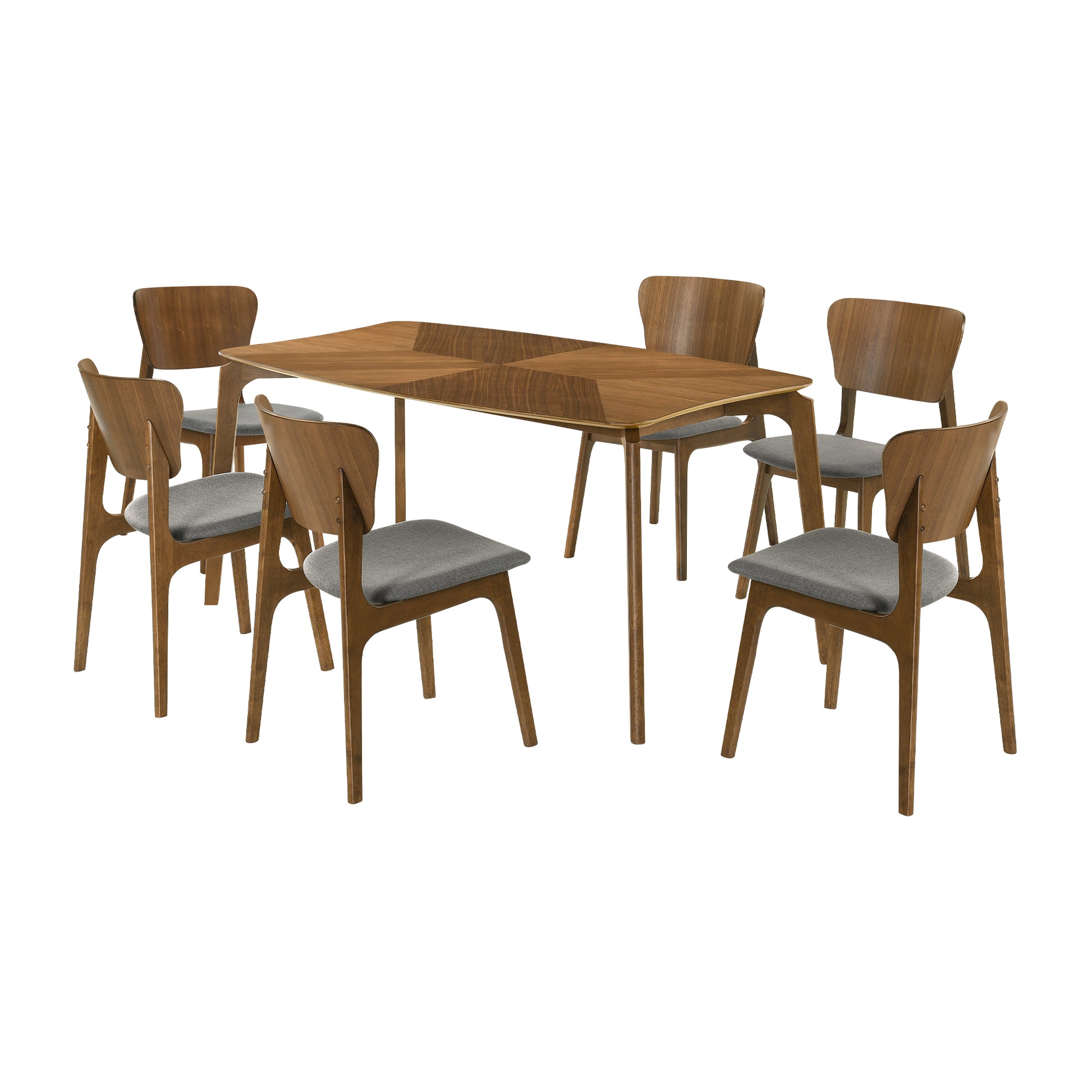 Kalia 7 Piece Wood Dining Set in Walnut Finish with Blue Fabric By Armen Living | Dining Sets | Modishstore - 13