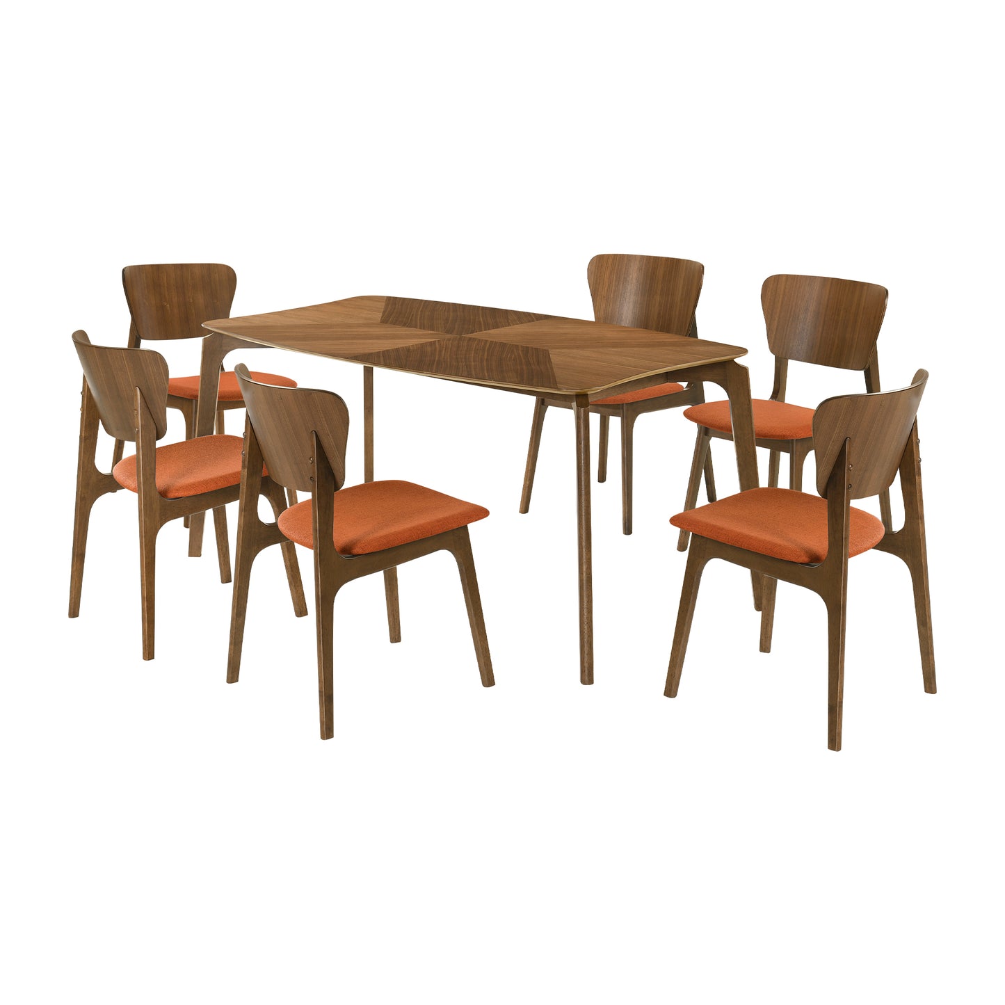 Kalia 7 Piece Wood Dining Set in Walnut Finish with Blue Fabric By Armen Living | Dining Sets | Modishstore - 24