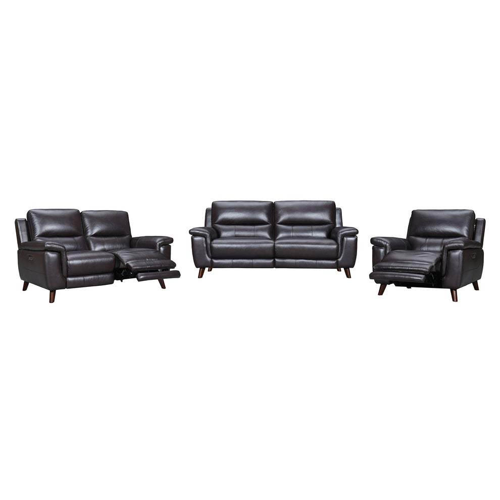 Lizette Brown Leather Power Recliner 3 Piece Living Room Set with USB By Armen Living | Sofa Set | Modishstore - 2
