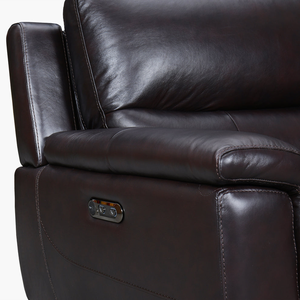 Lizette Brown Leather Power Recliner 3 Piece Living Room Set with USB By Armen Living | Sofa Set | Modishstore - 9
