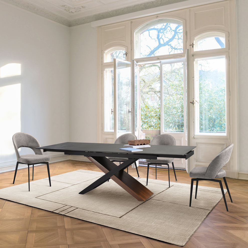 Milena Lucia 5 Piece Extendable Dining Set with Brown Fabric Chairs By Armen Living | Dining Sets | Modishstore - 12