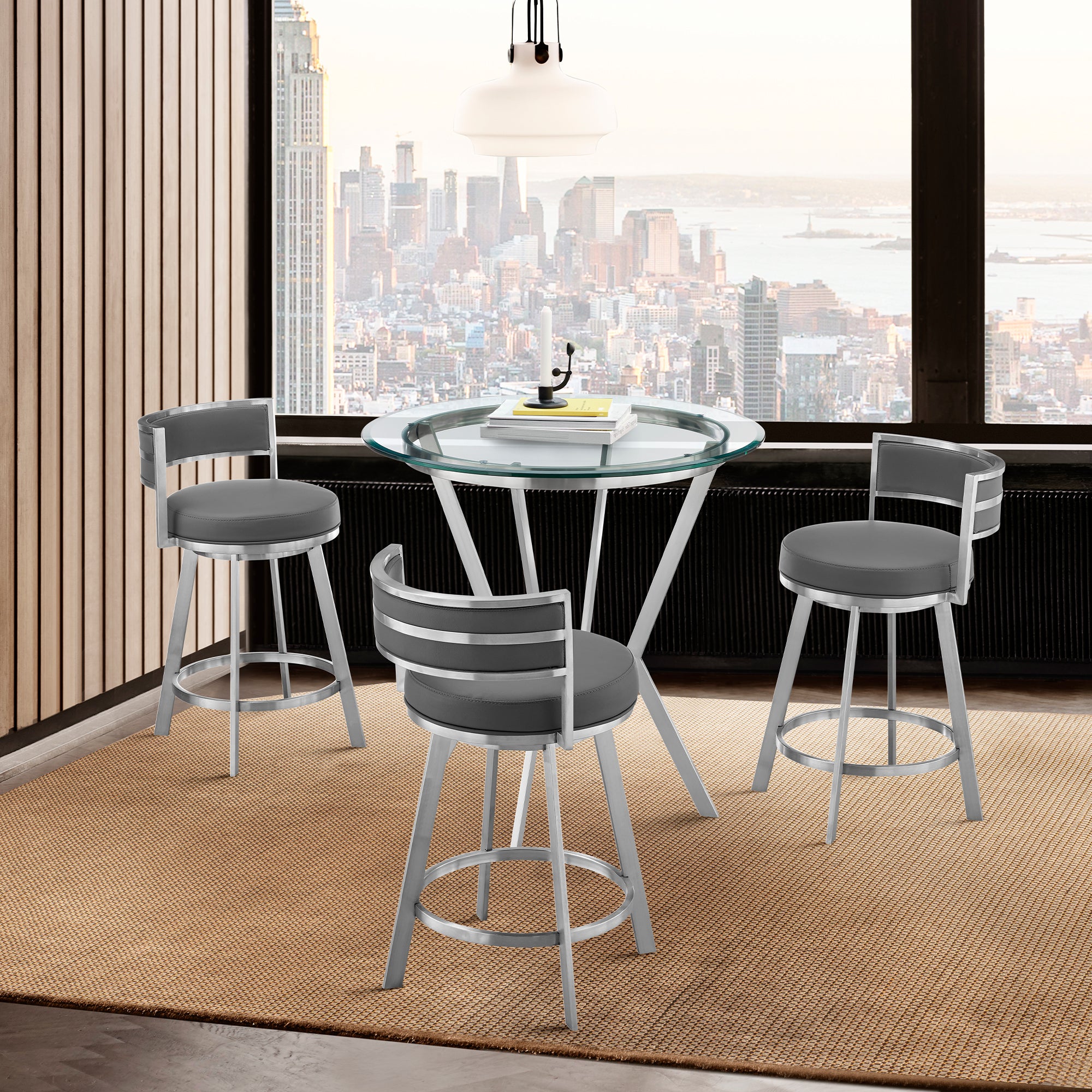 Armen Living Naomi and Roman 4-Piece Counter Height Dining Set - Thumbnail 2