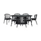 Pasadena Echo 7 Piece Oval Dining Set in Black Oak Finish with Black Faux Leather By Armen Living | Dining Sets | Modishstore - 2