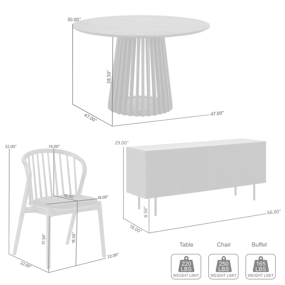 Pasadena Echo 6 Piece Round Dining Set with Buffet in Black Oak Finish and Walnut Finish Chairs By Armen Living | Dining Sets | Modishstore - 10
