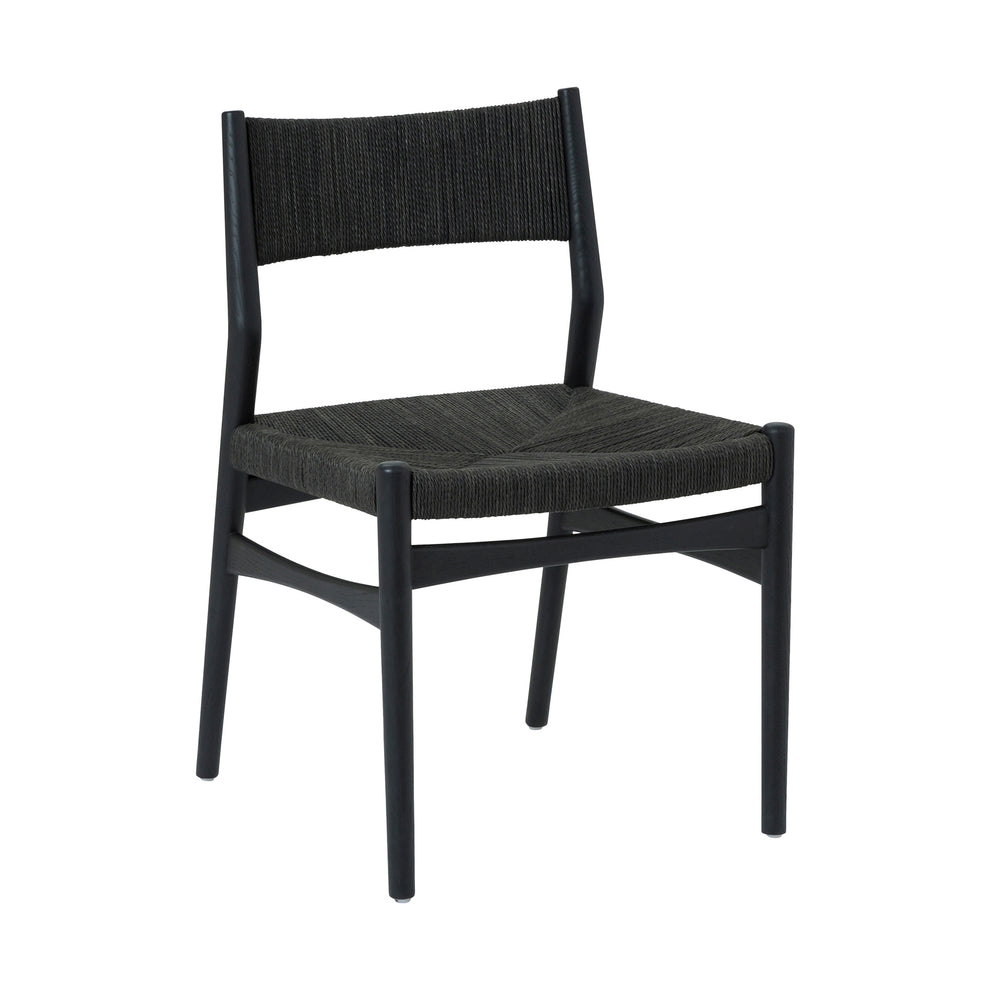 Pasadena Erie 5 Piece Round Dining Set in Natural Oak Finish with Black Paper Cord Chairs By Armen Living | Dining Sets | Modishstore - 3