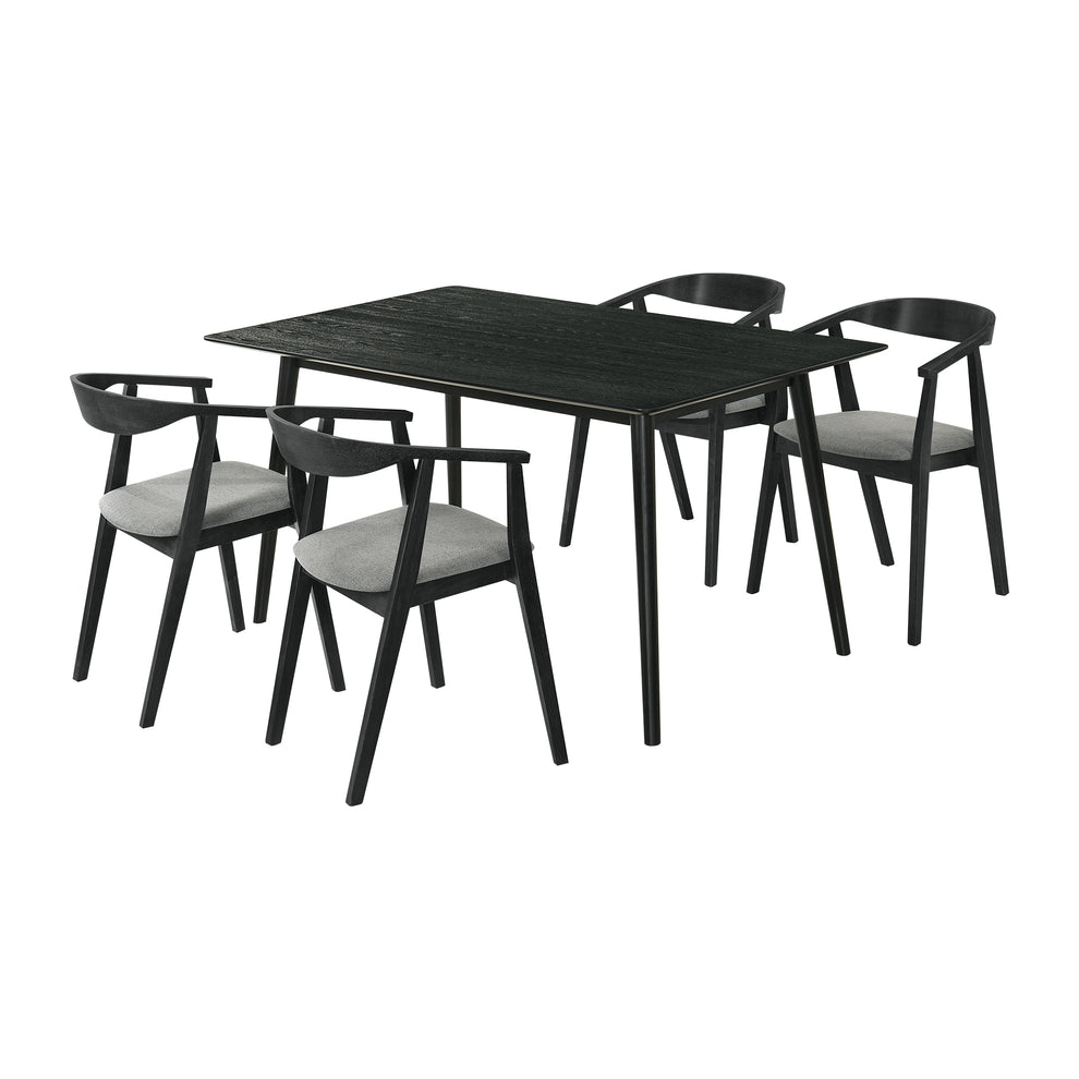 Westmont Santana 5 Piece Black Wood Dining Table Set with Charcoal Fabric By Armen Living | Dining Sets | Modishstore - 2