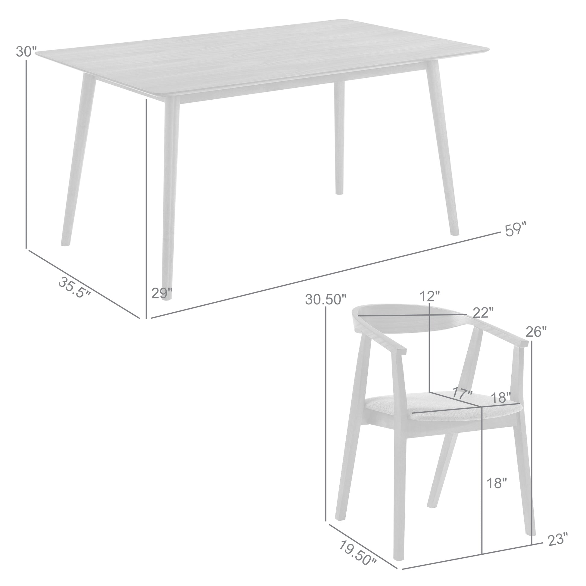 Westmont Santana 5 Piece Black Wood Dining Table Set with Charcoal Fabric By Armen Living | Dining Sets | Modishstore - 10