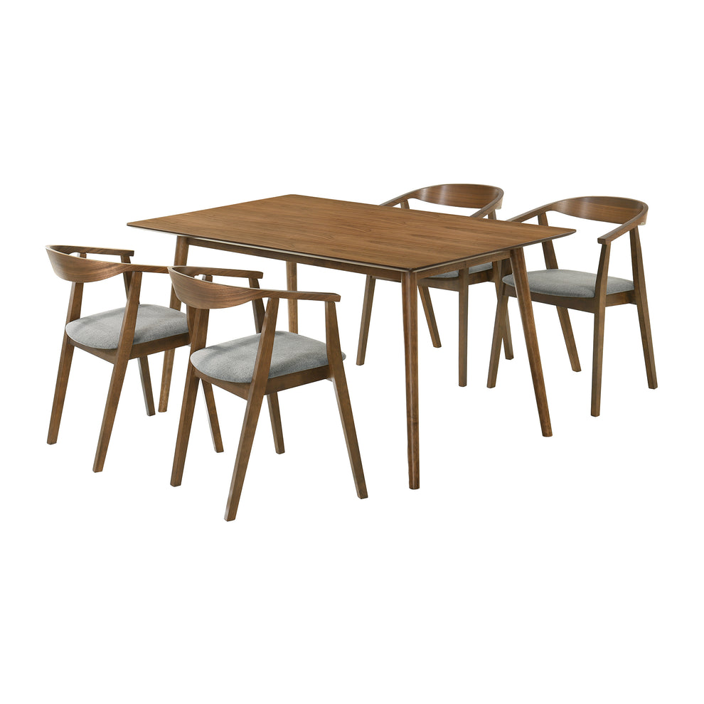 Westmont Santana 5 Piece Walnut Wood Dining Table Set with Blue Fabric By Armen Living | Dining Sets | Modishstore - 24