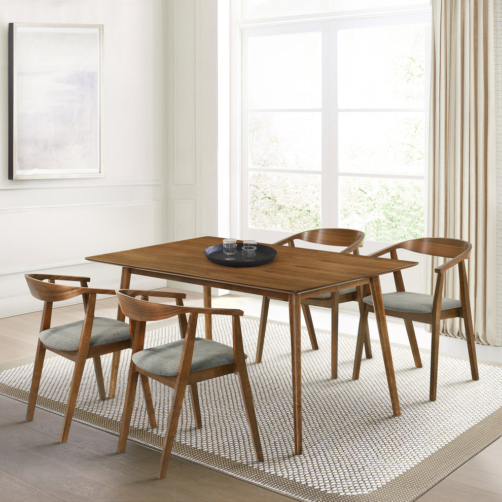 Westmont Santana 5 Piece Walnut Wood Dining Table Set with Blue Fabric By Armen Living | Dining Sets | Modishstore - 23