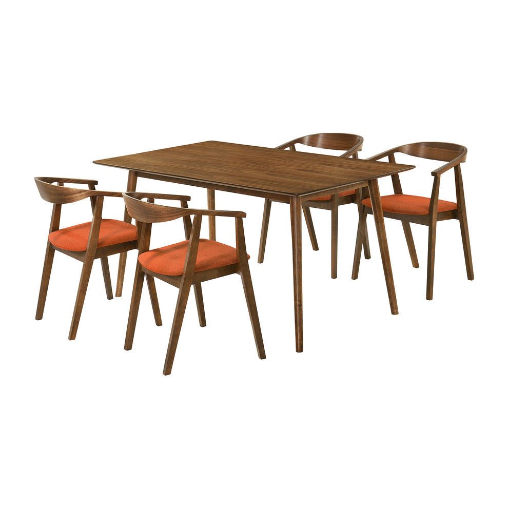 Westmont Santana 5 Piece Walnut Wood Dining Table Set with Blue Fabric By Armen Living | Dining Sets | Modishstore - 13