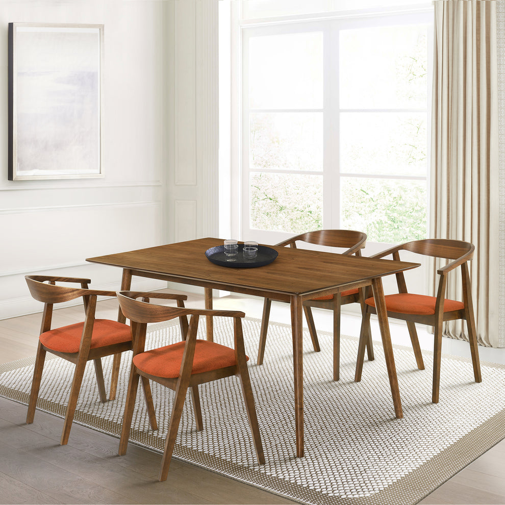 Westmont Santana 5 Piece Walnut Wood Dining Table Set with Blue Fabric By Armen Living | Dining Sets | Modishstore - 12