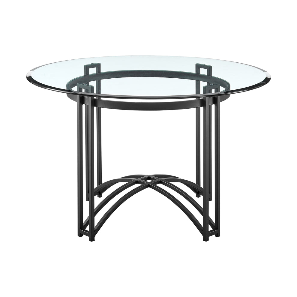 Tibet 5 Piece Dining Set with Round Glass Tabletop and Faux Leather Rolling Chairs By Armen Living | Dining Sets | Modishstore - 6