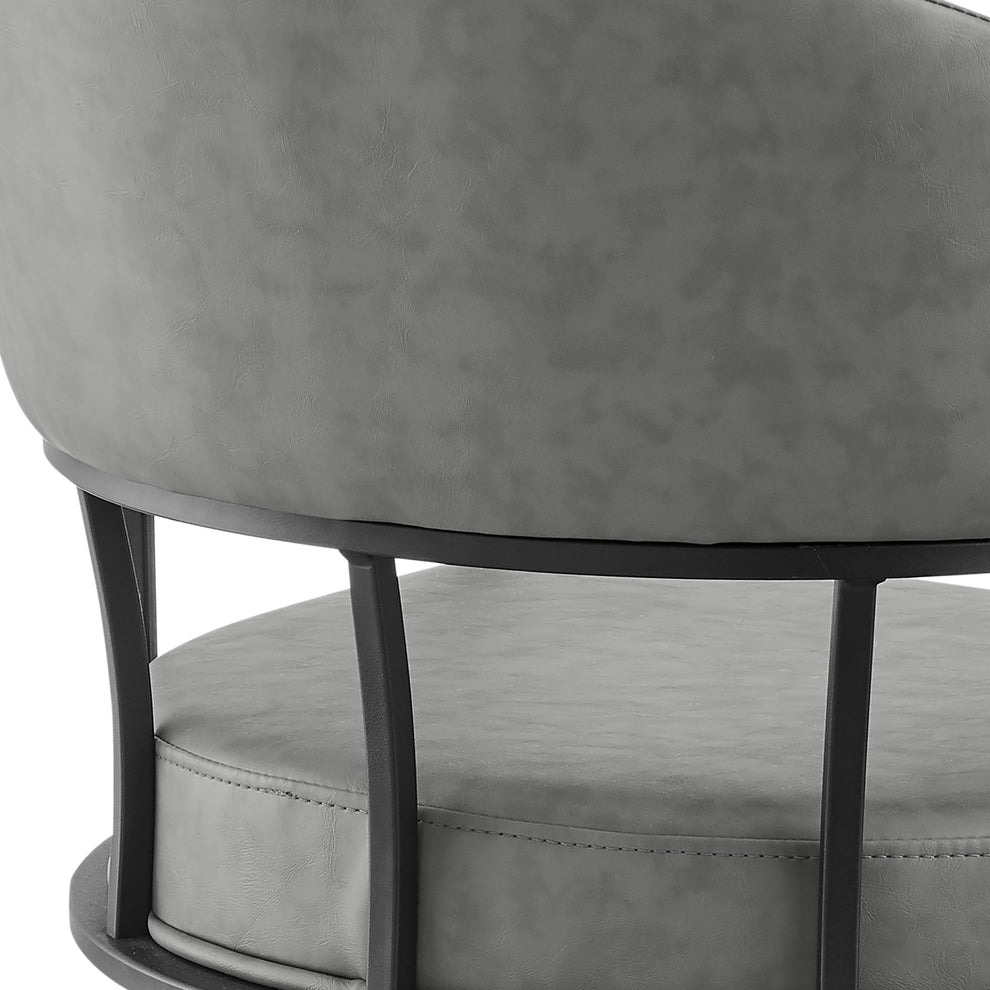 Tibet 5 Piece Dining Set with Round Glass Tabletop and Faux Leather Rolling Chairs By Armen Living | Dining Sets | Modishstore - 11