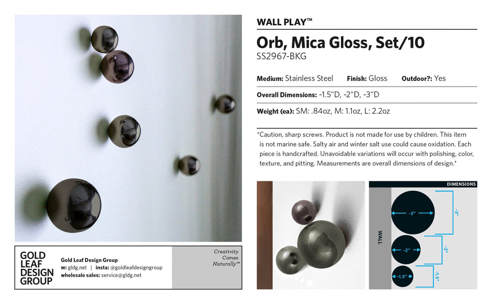 Wall Play™: Orb, Mica Gloss, Set/10 By Gold Leaf | Wall Art | Modishstore - 11