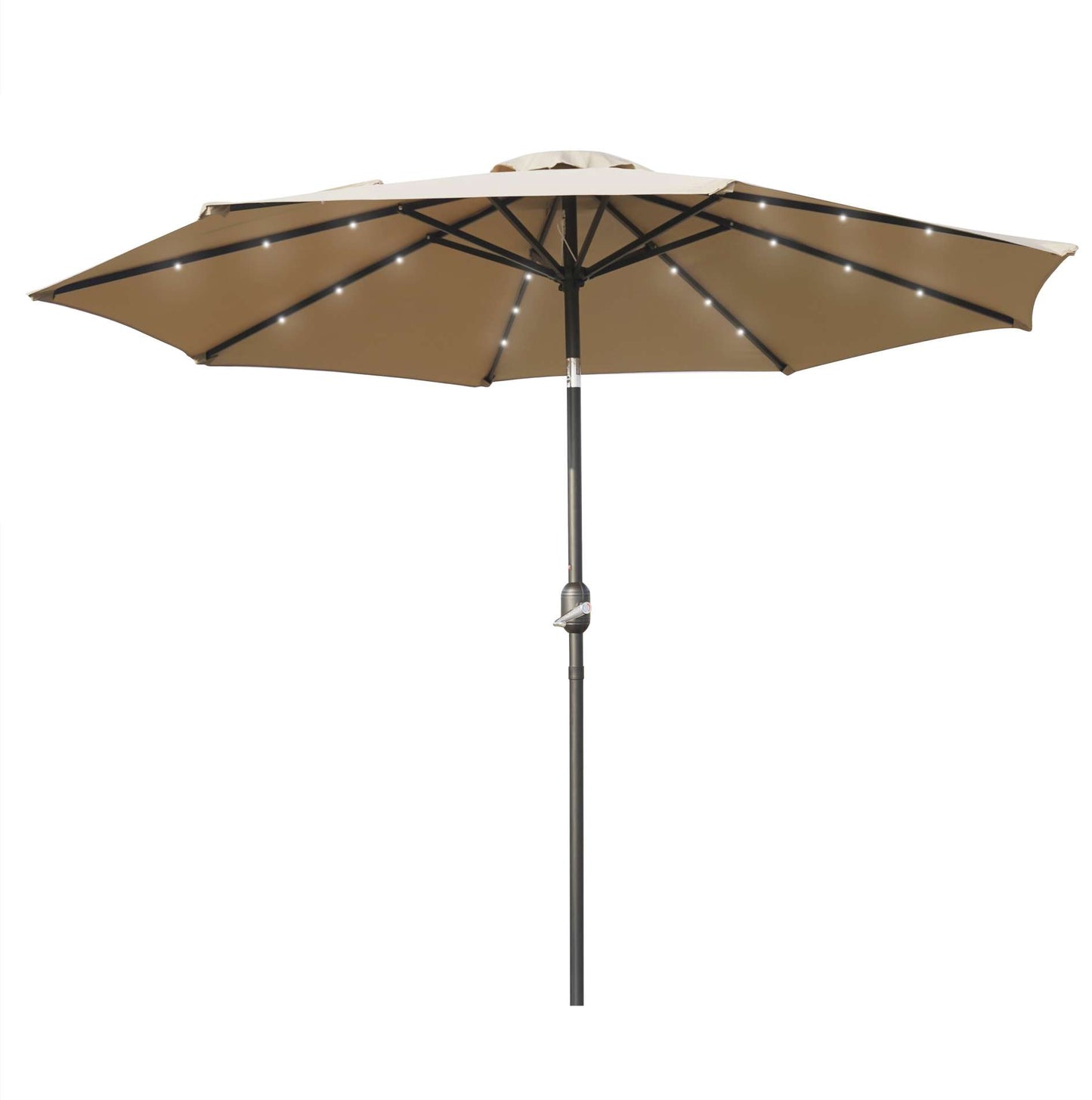 LeisureMod Sierra Modern 9 ft Steel Market Patio Umbrella With Solar Powerd LED & Tilt | Umbrellas | Modishstore - 2