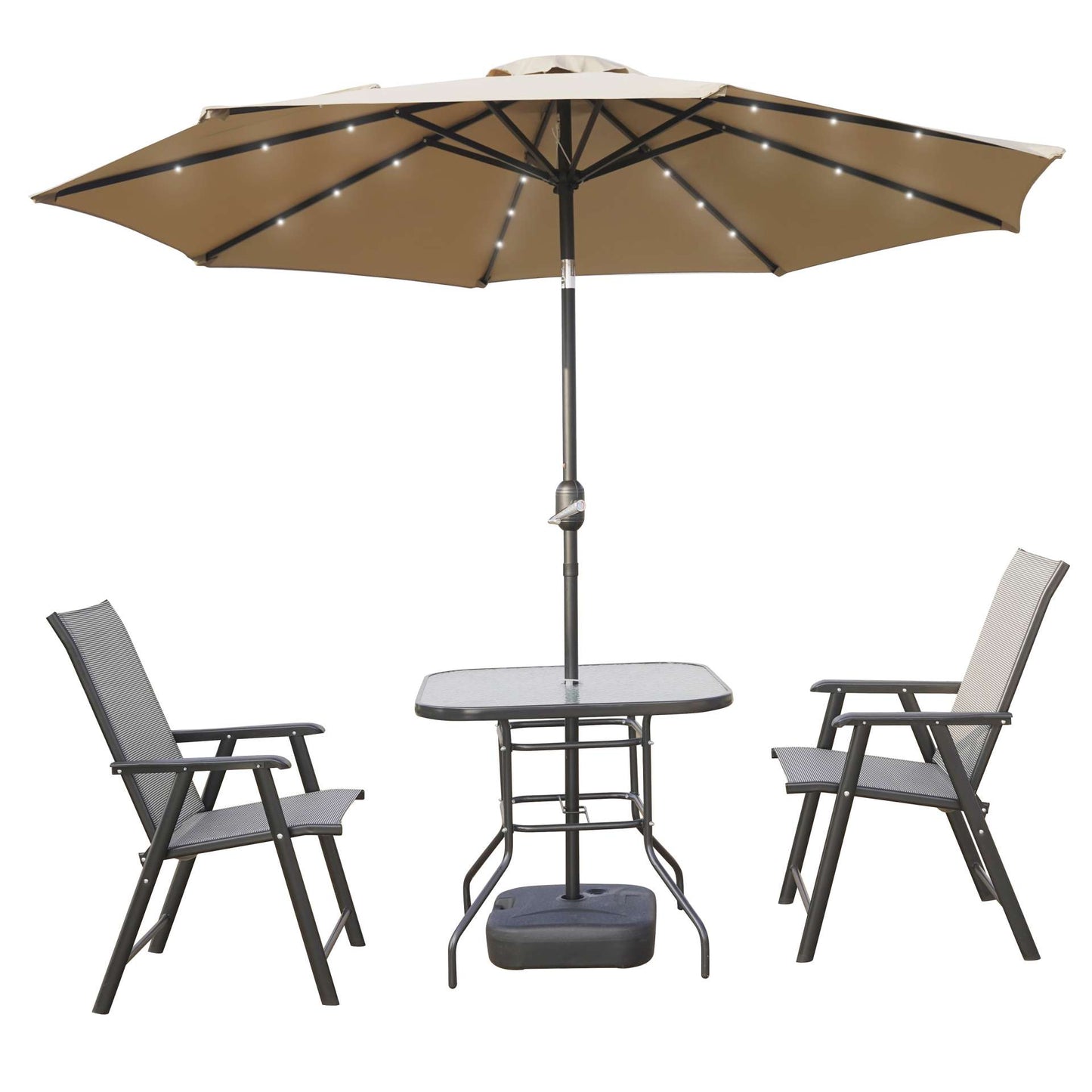 LeisureMod Sierra Modern 9 ft Steel Market Patio Umbrella With Solar Powerd LED & Tilt | Umbrellas | Modishstore - 4