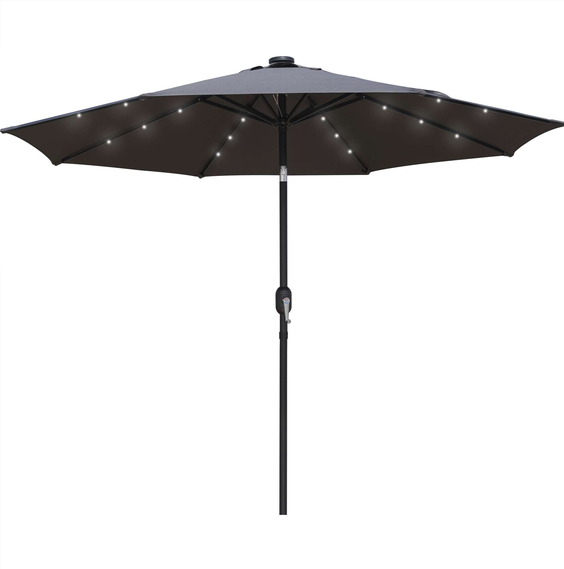 LeisureMod Sierra Modern 9 ft Steel Market Patio Umbrella With Solar Powerd LED & Tilt | Umbrellas | Modishstore - 26