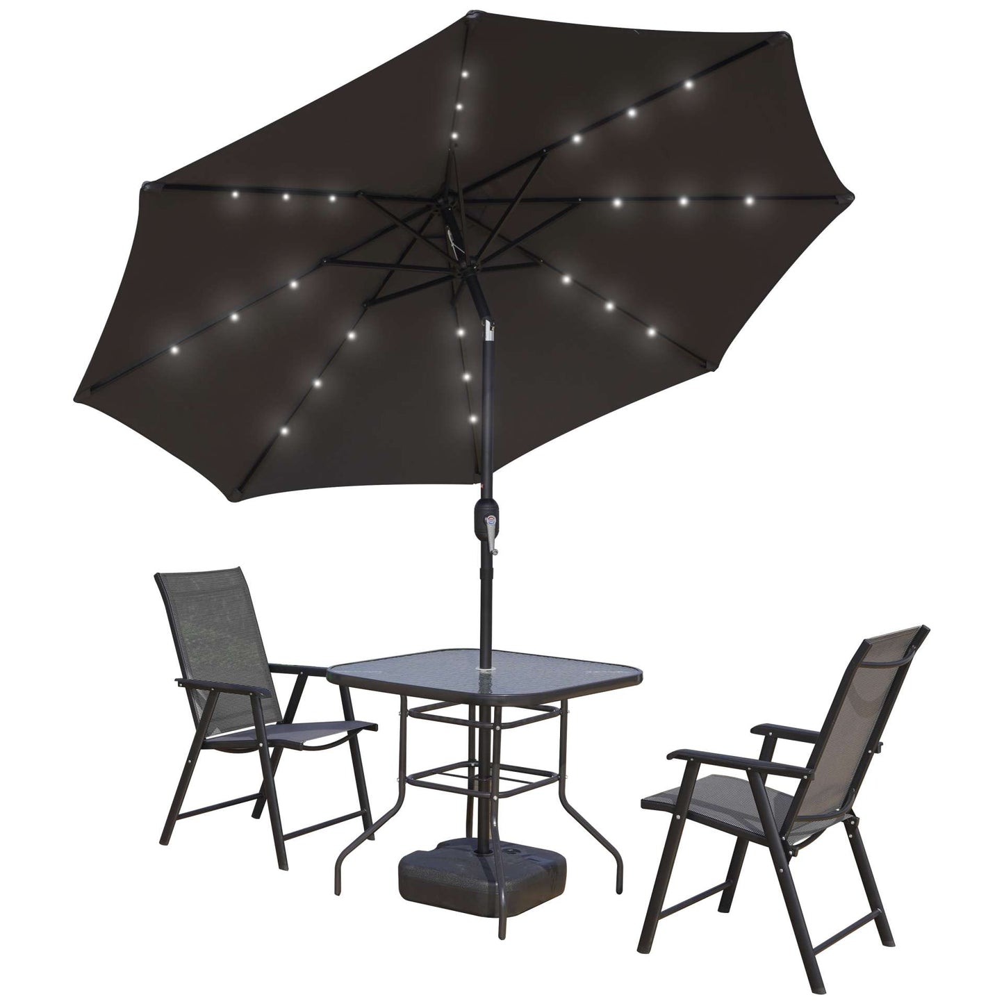 LeisureMod Sierra Modern 9 ft Steel Market Patio Umbrella With Solar Powerd LED & Tilt | Umbrellas | Modishstore - 29