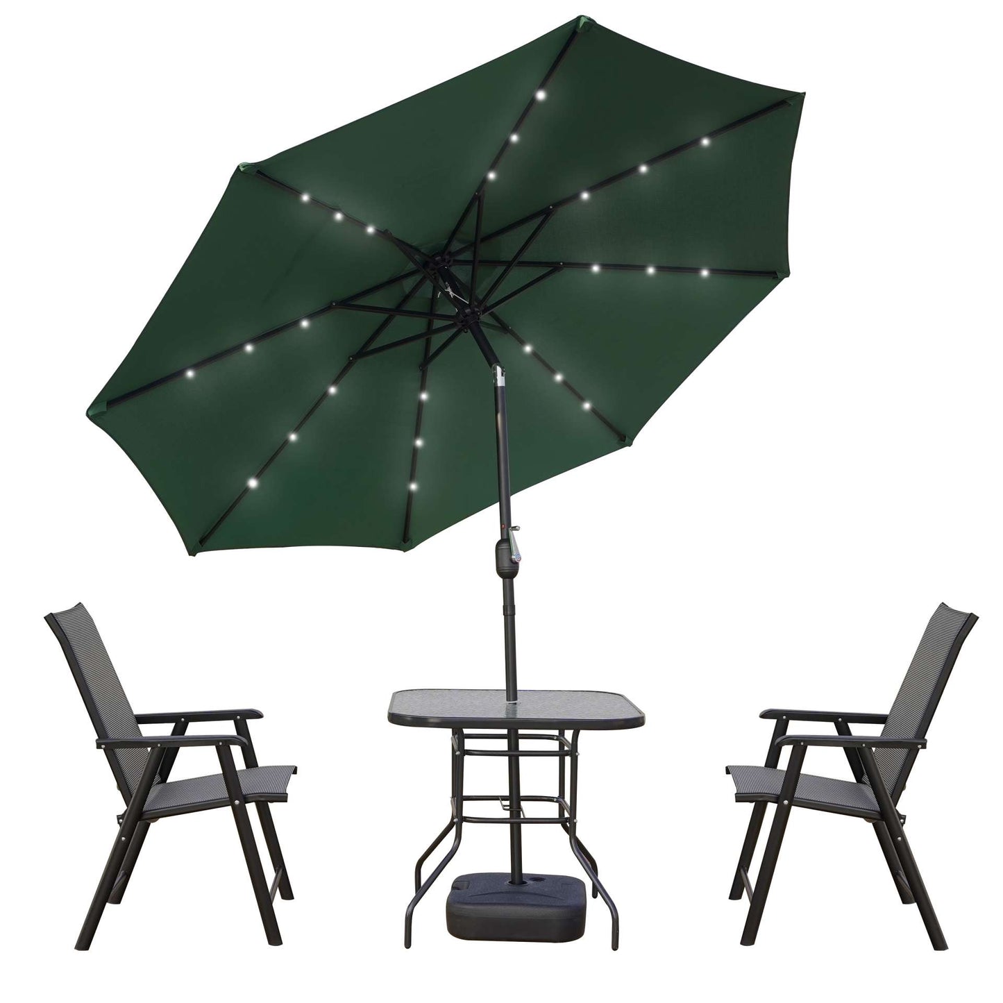LeisureMod Sierra Modern 9 ft Steel Market Patio Umbrella With Solar Powerd LED & Tilt | Umbrellas | Modishstore - 17