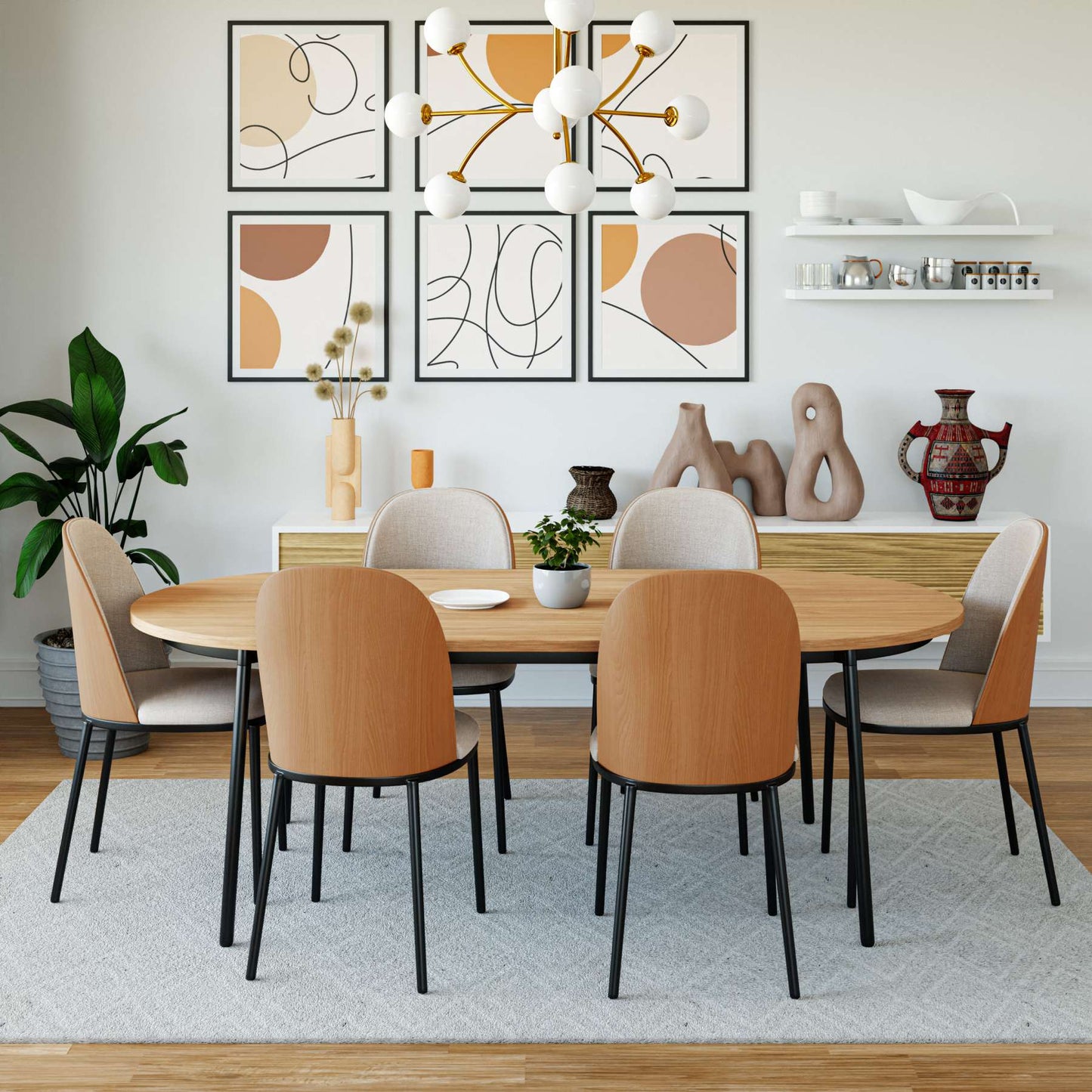 LeisureMod Tule Modern 71" Oval Dining Table with MDF Top and Black Steel Legs | Dining Tables | Modishstore - 12