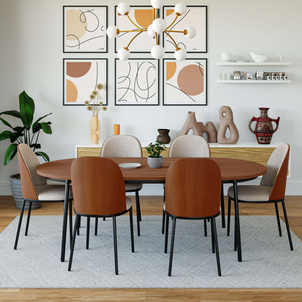 LeisureMod Tule Modern 71" Oval Dining Table with MDF Top and Black Steel Legs | Dining Tables | Modishstore - 24