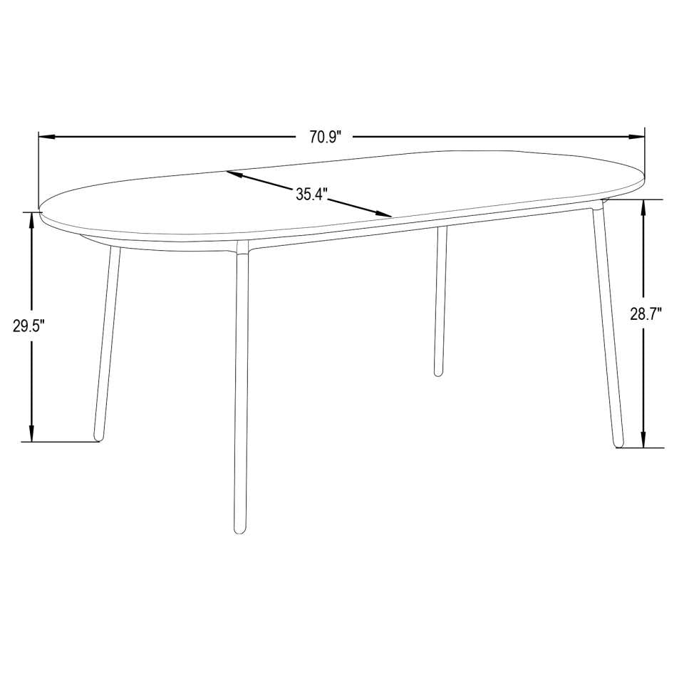 LeisureMod Tule Modern 71" Oval Dining Table with MDF Top and Black Steel Legs | Dining Tables | Modishstore - 23
