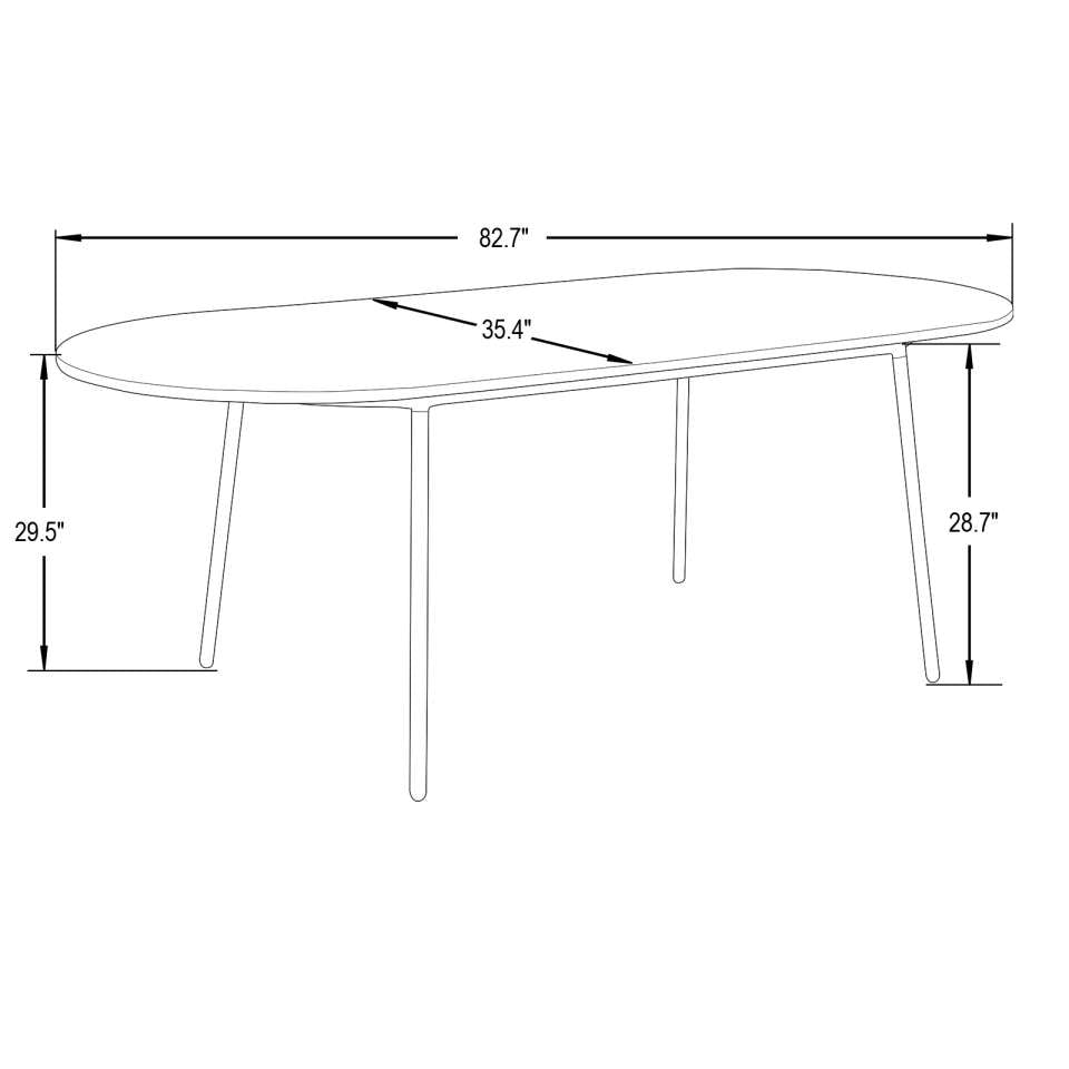LeisureMod Tule Modern 83" Oval Dining Table with MDF Top and Black Steel Legs | Dining Tables | Modishstore - 21