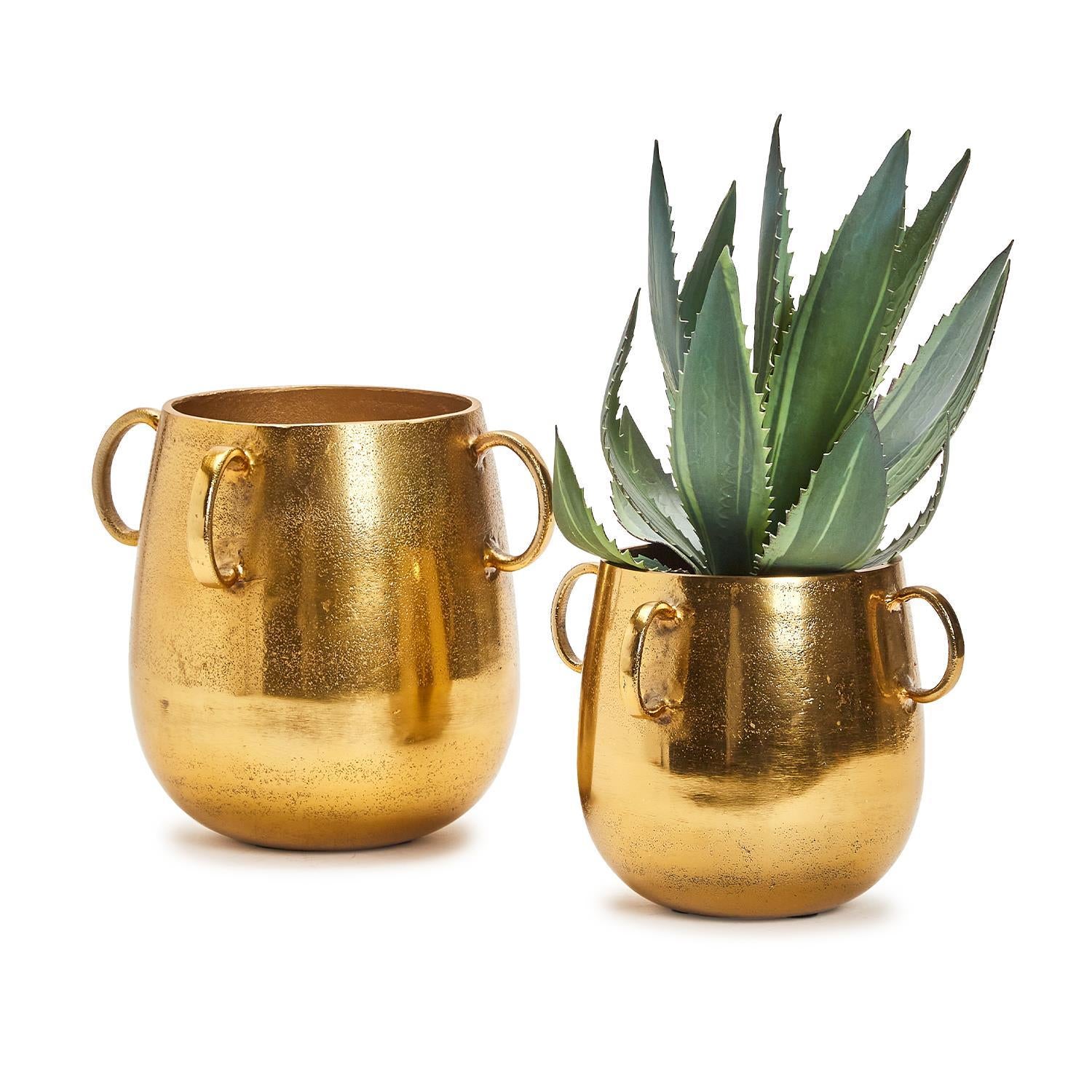 Golden Decorative Round Planters Set Of 4 By Tozai Home | Planters, Troughs & Cachepots | Modishstore - 2