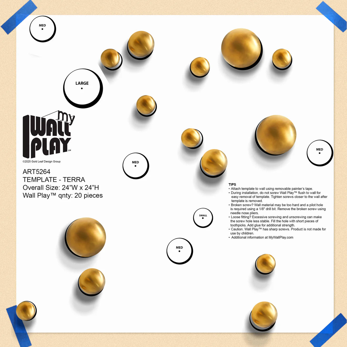 Template Kit - TERRA Orb, ~24"x24" Matte By Gold Leaf