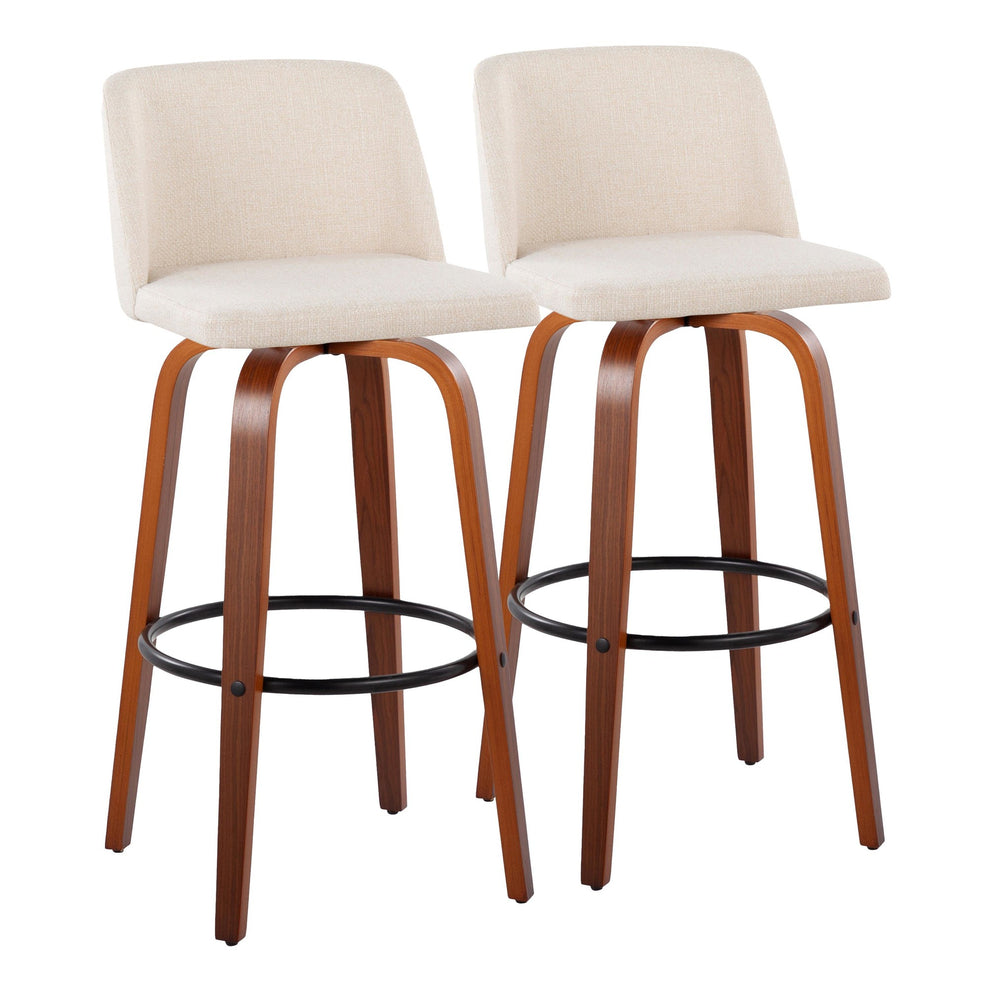 Toriano 24" Fixed Height Counter Stool - Set of 2 Walnut Black By LumiSource | Counter Stools | Modishstore