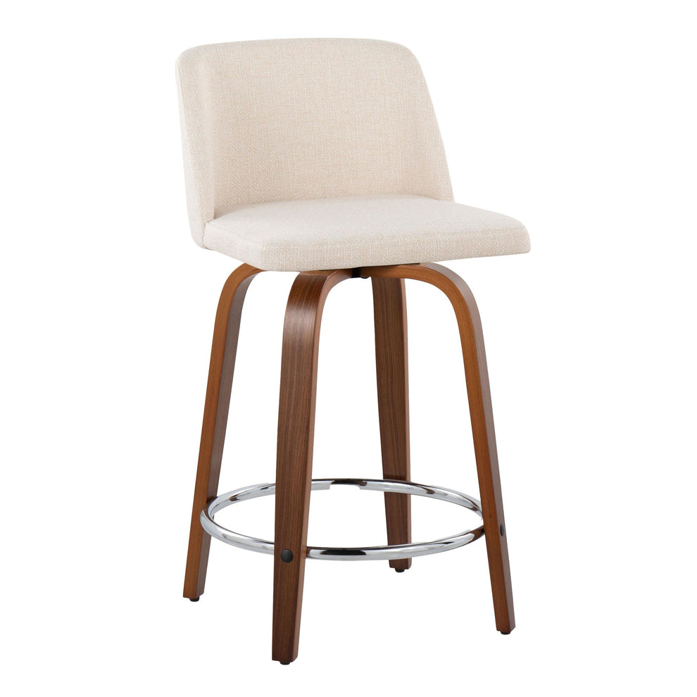 Toriano 24" Fixed Height Counter Stool - Set of 2 Walnut Black By LumiSource | Counter Stools | Modishstore - 3