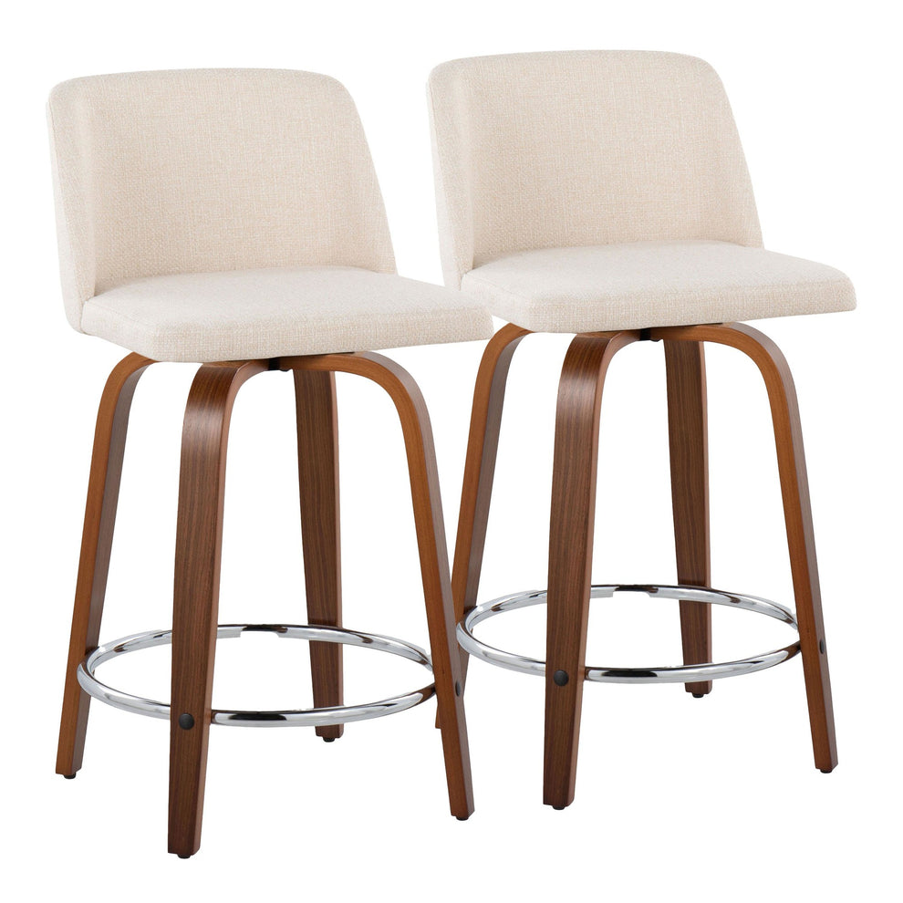 Toriano 24" Fixed Height Counter Stool - Set of 2 Walnut Black By LumiSource | Counter Stools | Modishstore - 4