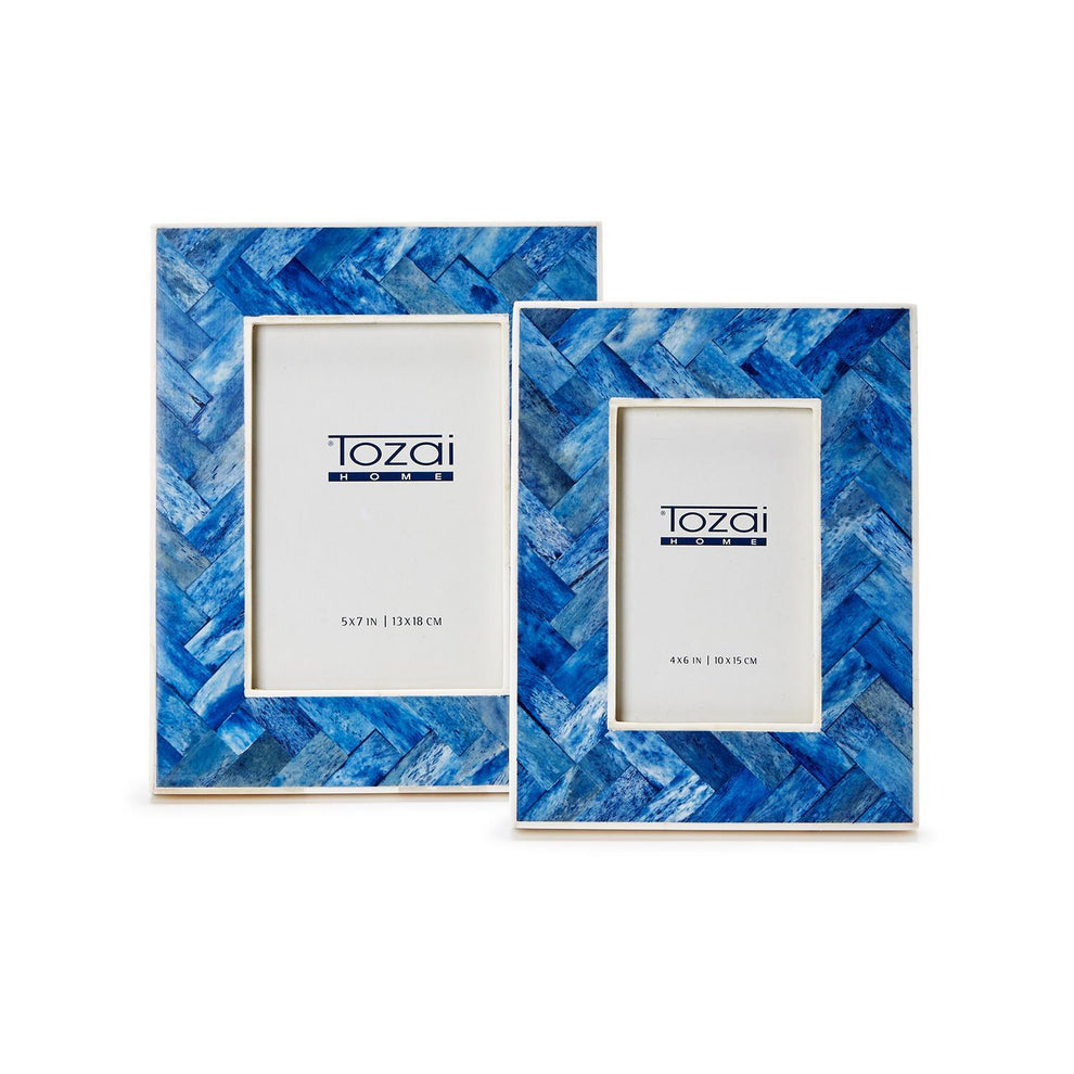 Blue Chevron Photo Frame Set Of 6 By Tozai Home | Frames | Modishstore - 3