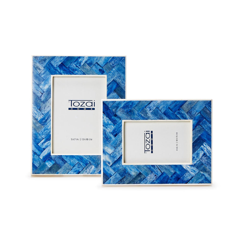 Blue Chevron Photo Frame Set Of 6 By Tozai Home | Frames | Modishstore - 2