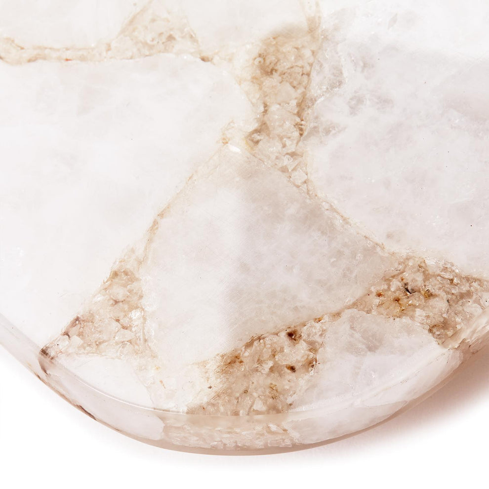 White Quartz Round Edge w Silver Feet Tray Set Of 4 By Tozai Home | Trays | Modishstore - 4