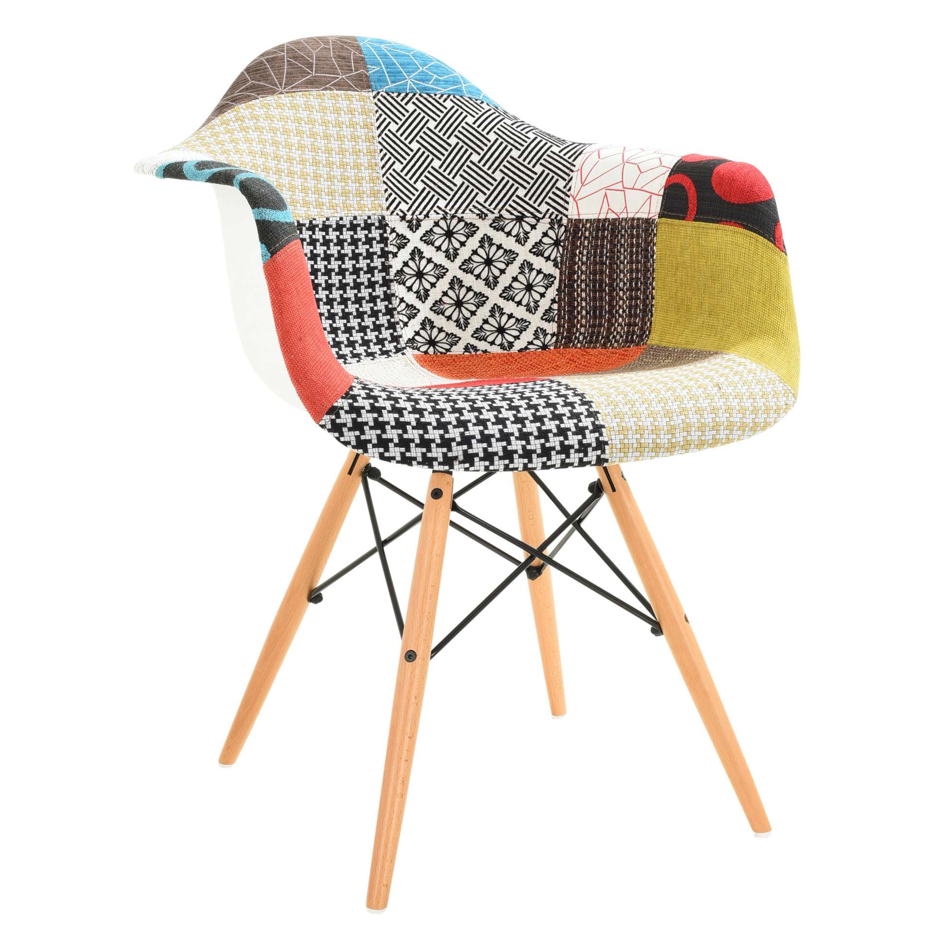 LeisureMod Willow Patchwork Fabric Eiffel Accent Chair - W24FC | Accent Chairs | Modishstore - 20
