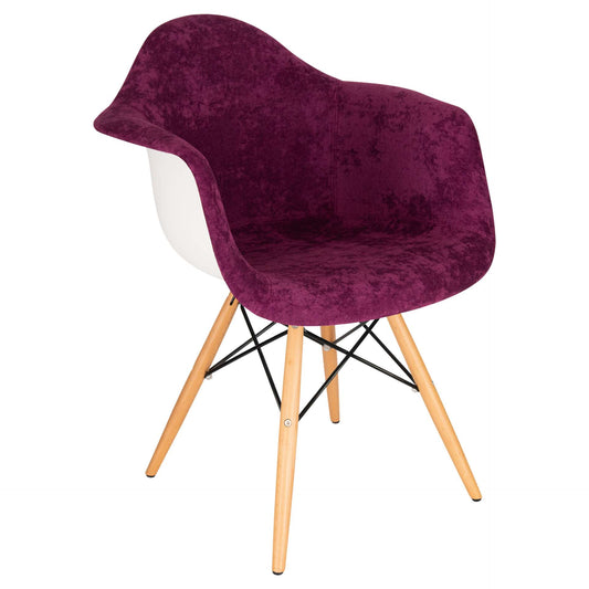 LeisureMod Willow Velvet Eiffel Wooden Base Accent Chair - W24VPR | Accent Chairs | Modishstore