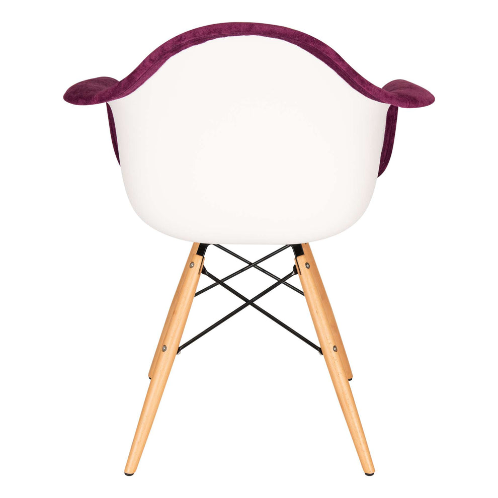 LeisureMod Willow Velvet Eiffel Wooden Base Accent Chair - W24VPR | Accent Chairs | Modishstore - 3