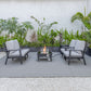 LeisureMod Walbrooke Modern Black Patio Conversation With Square Fire Pit & Tank Holder | Outdoor Sofas, Loveseats & Sectionals | Modishstore - 37