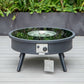 LeisureMod Walbrooke Modern Black Patio Conversation With Round Fire Pit & Tank Holder | Outdoor Sofas, Loveseats & Sectionals | Modishstore - 101