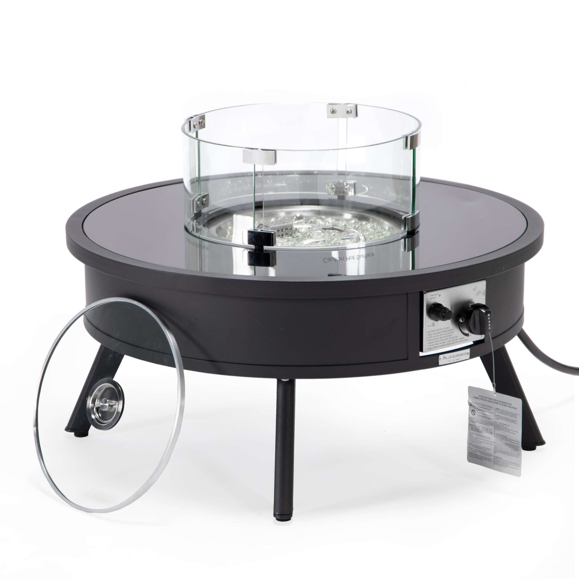 Leisuremod Walbrooke Outdoor Patio Aluminum Round Fire Pit Side Table | FIRE PITS | Modishstore - 4