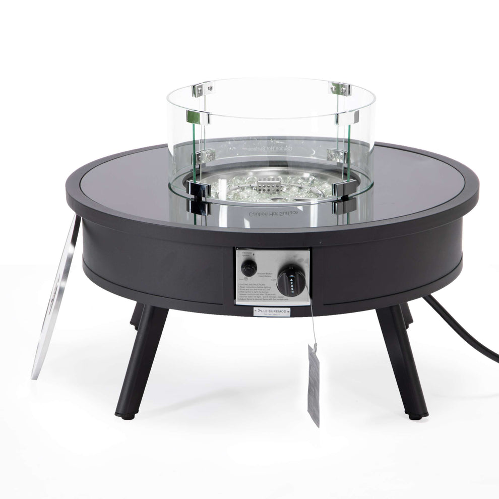 Leisuremod Walbrooke Outdoor Patio Aluminum Round Fire Pit Side Table | FIRE PITS | Modishstore - 11