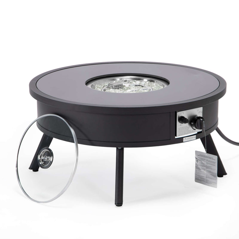 Leisuremod Walbrooke Outdoor Patio Aluminum Round Fire Pit Side Table | FIRE PITS | Modishstore - 2