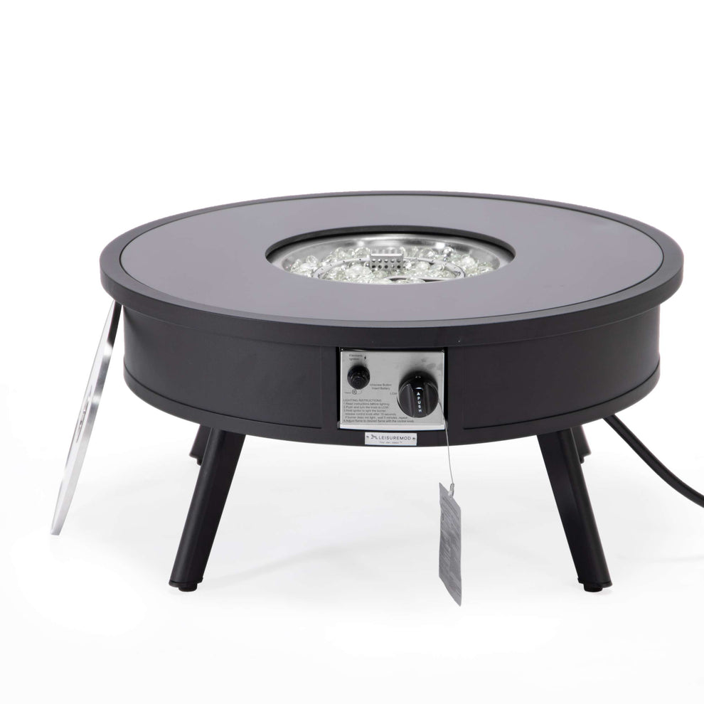 Leisuremod Walbrooke Outdoor Patio Aluminum Round Fire Pit Side Table | FIRE PITS | Modishstore - 12
