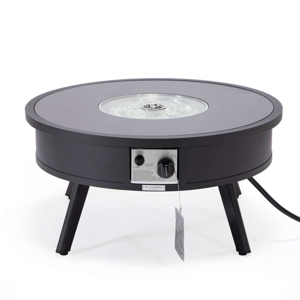 Leisuremod Walbrooke Outdoor Patio Aluminum Round Fire Pit Side Table | FIRE PITS | Modishstore - 13